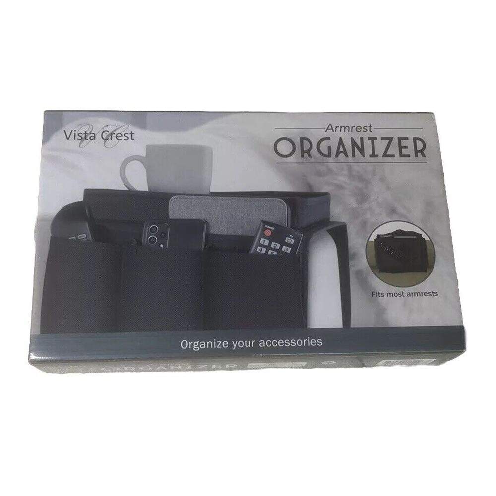 ARMREST ORGANIZER - 5 POCKETS + LARGE 10.5”x 7” TABLETOP FINE LIFE PRODUCTS NEW